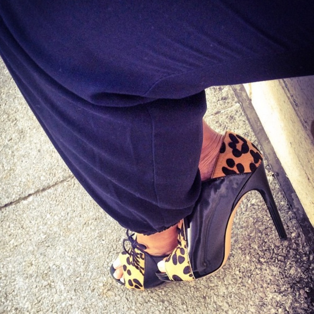 Leopard Open Toe Booty Heels - Picture 2 of 11